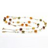 Kolsyrad amber lång smycken set i äkta murano glas venedig