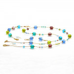 Fizzy blue jewelry set in real murano glass venice