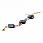 Pulsera azul quadrifoglio verdadero cristal de murano de venecia