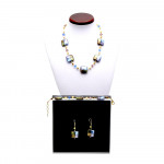 Jewellry set quadrifoglio blue jewel in true murano glass of venice