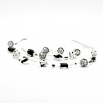 Jo-jo negro y plata conjunto de joyas genuino cristal de murano venecia