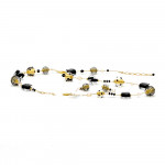 Jo-jo negro y oro conjunto de joyas genuino cristal de murano venecia