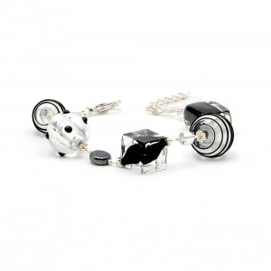 Jojo black and silver - black and silver murano glass bracelet