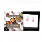 Jo-jo rose et argent boucles d'oreilles bijou en veritable verre de murano de venise