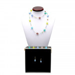 Fizzy blauwe lange sieraden set in originele murano glas venetië