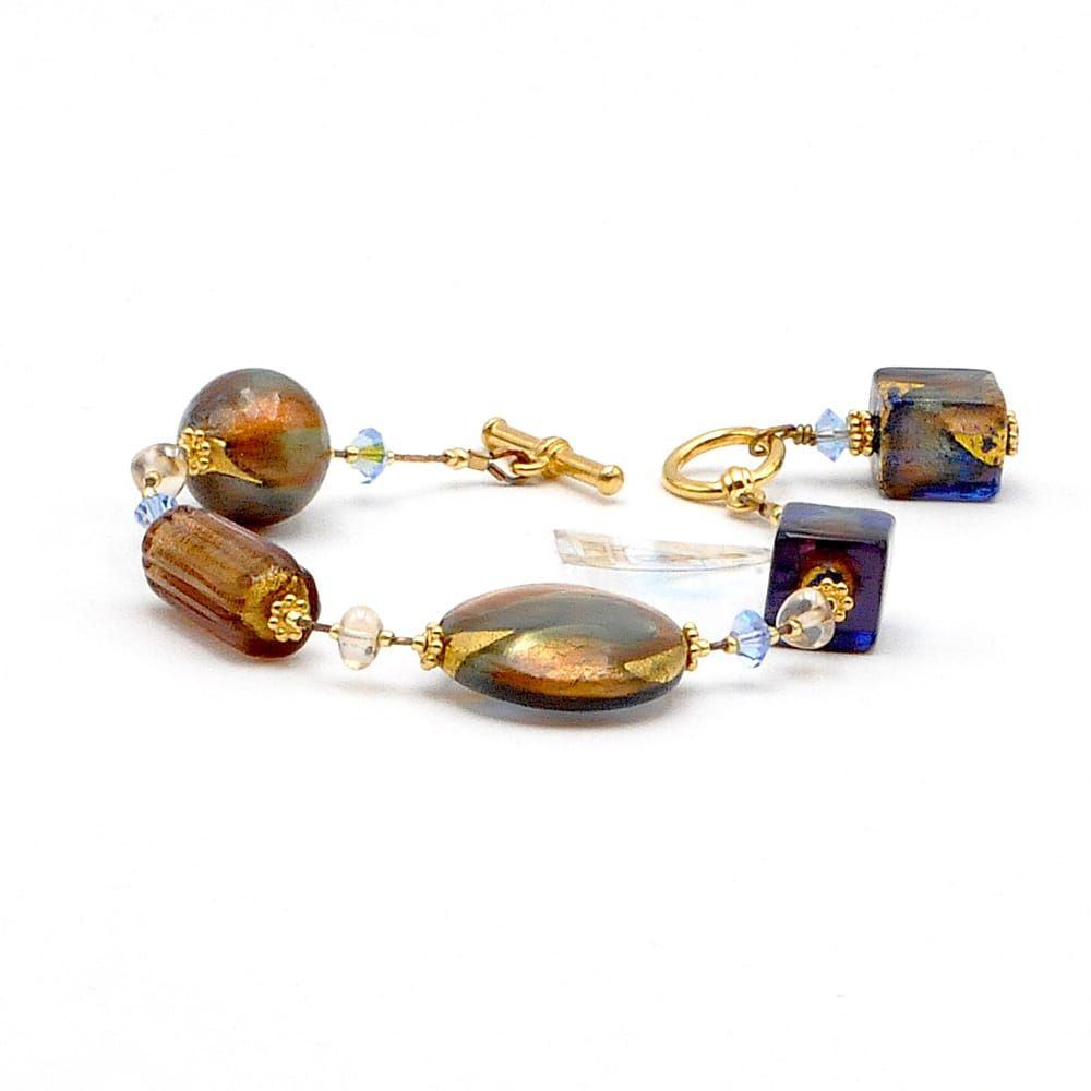 Romantica amber - gouden armband amber originele murano glas van venetië