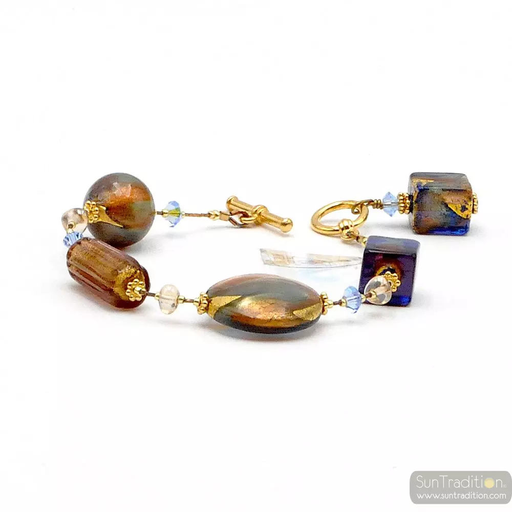 Romantica amber - genuine amber murano glass bracelet from venice