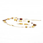 Asteroide amber gold jewelry set genuine murano glass