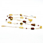 Collier ambre or verre murano