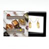 Asteroide - oorbellen chocolade en gouden sieraden originele murano glas