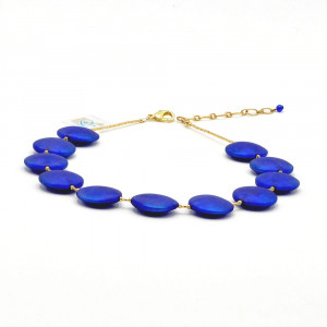 Francy satin blau - halskette blau schmuck aus echtem murano glas aus venedig