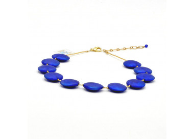 Collier bleu en verre de murano de venise
