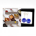 Francy bleu satin boucles d'oreilles bijou en veritable verre de murano de venise