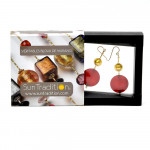 Francy rouge satin boucles d'oreilles bijou en veritable verre de murano de venise