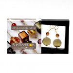 Francy vert satin boucles d'oreilles bijoux en veritable verre de murano de venise