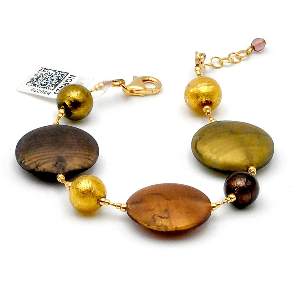 Francy satijn goud - armband goud van murano-glas van venetië