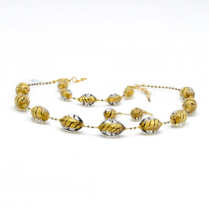 Parure noir et or en veritable verre de murano de venise