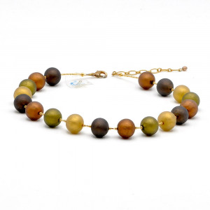 Ball satin - brown satin necklace genuine murano glass