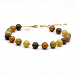 Brown satin murano glass necklace