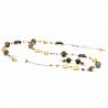Gold and brown long jewelry set in real glass murano venice