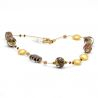 Halskjede smykker murano-glass gull bariole brun