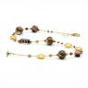Gold murano glass necklace meshed brown
