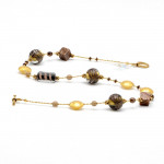 Gouden ketting gouden sieraden, murano glas bariole bruin