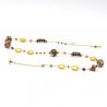 Necklace long gold and brown jewel in murano glass bariole brown