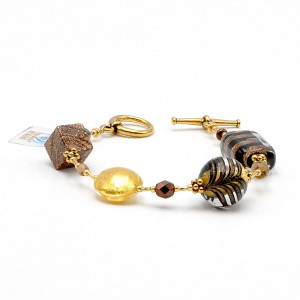 Fenicio gold - gold and brown Aventurine murano glass bracelet