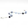 Halsband med blå pärlor i äkta murano glas från venedig