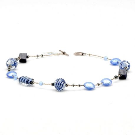 Blå krage - blå krage i äkta murano glas från venedig