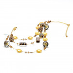 Kette lang gold schmuck aus murano glas kastanienbraun gemustert