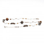 Necklace murano glass silver long bariole brown