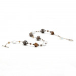 Collier  bijou en verre de murano argent bariole marron