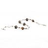 Necklace jewelry murano glass silver bariole brown