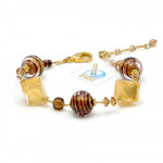 Pulsera oro y castaño en verdadero cristal de murano venecia