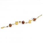 Armband originele murano glas, goud en bruin