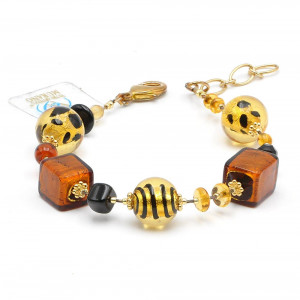 Mix wild - real gold murano glass bracelet venice italy