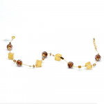 Collier verre murano or et chocolat 