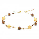 Kette gold brown schokoladenfarben aus murano glas