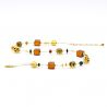 Collar de oro y laranja genuino cristal de murano de venecia