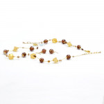 Gold and brown jewelry set genuine murano glass