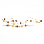 Conjunto de joyería oro y chocolate genuina cristal de murano venecia