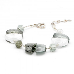 Colorado plata - pulsera plata genuina de cristal de murano de venecia