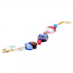 Pulseira azul de cristal murano rosa e azul