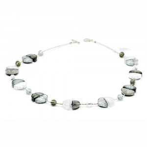 Colorado argent long - collier long argent bijou en veritable verre de murano