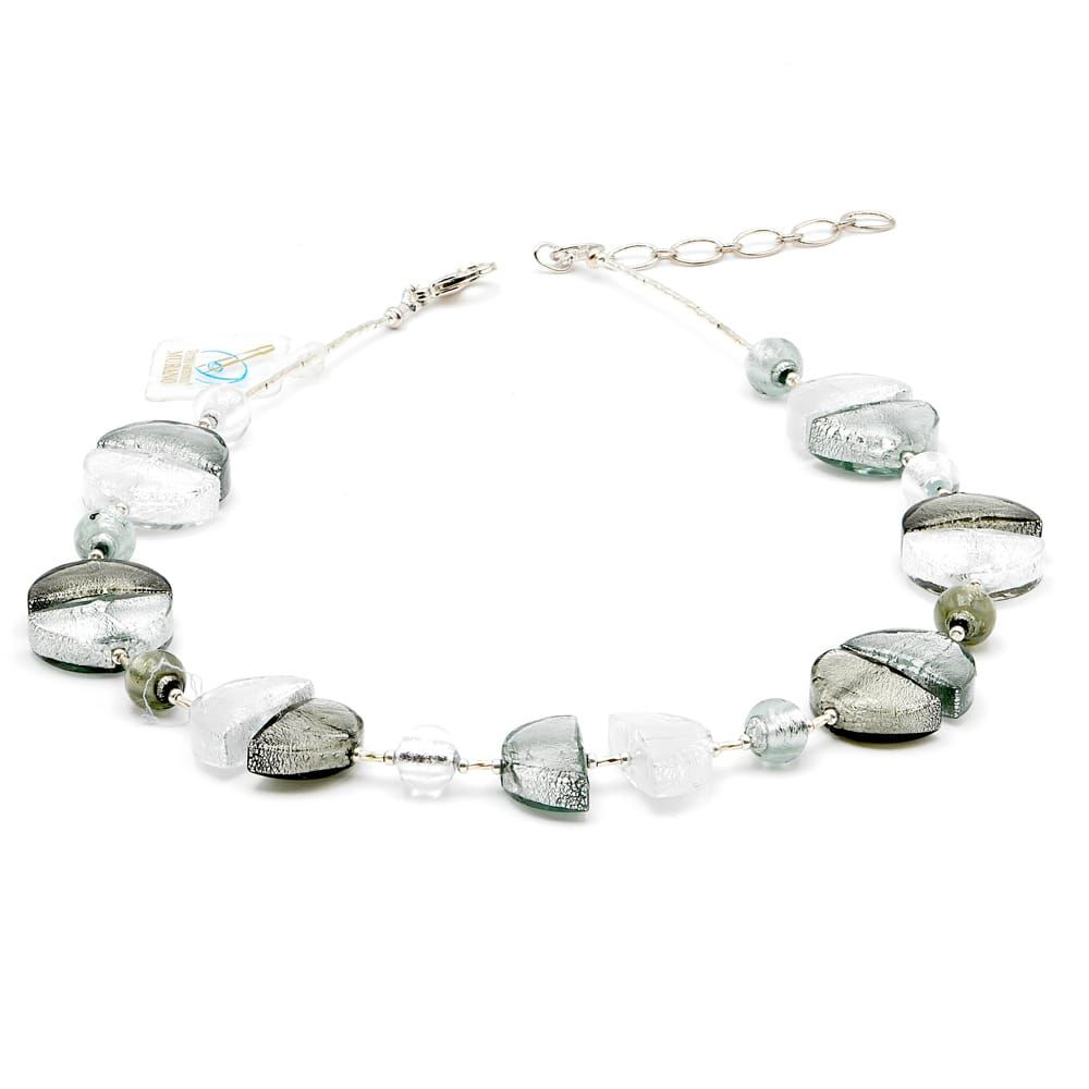 Halsband kort silver jewel fancy i verkliga murano glas 