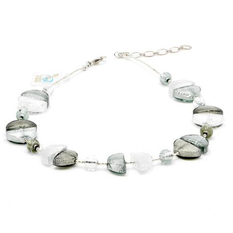 Colorado silver - halsband kort silver jewel fancy i verkliga murano glas
