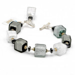 Pulsera de plata verdadero cristal de murano de venecia