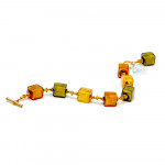 Gold murano glass cubes bracelet real murano glass from venice